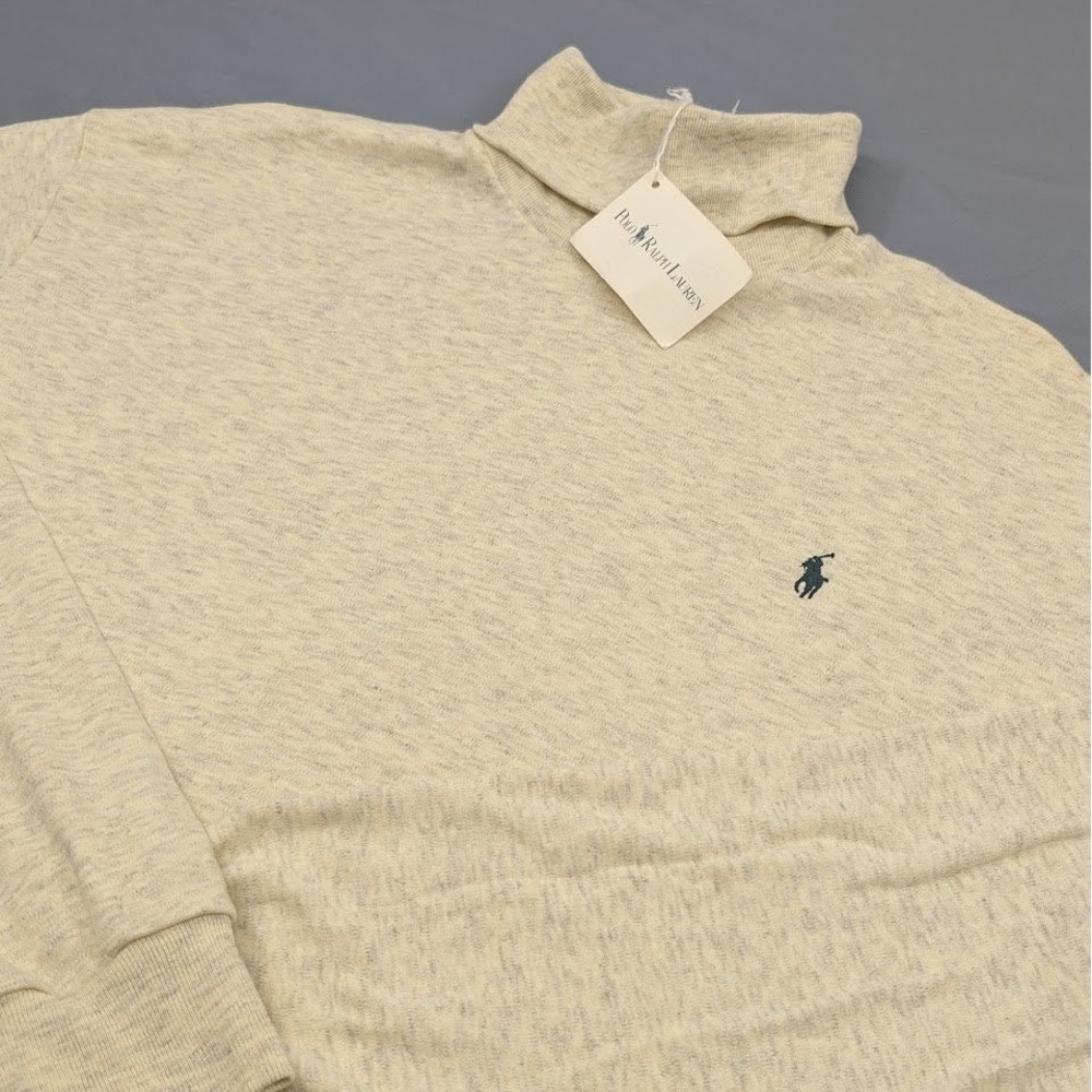 Vintage Polo Ralph Lauren Turtleneck Mens Large Cream Heather USA Made